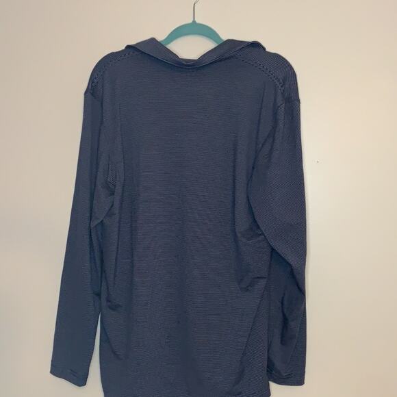 Vineyard Vine’s Performance Long Sleeve Polo Shirt Size Medium Navy Stripe - Picture 4 of 7